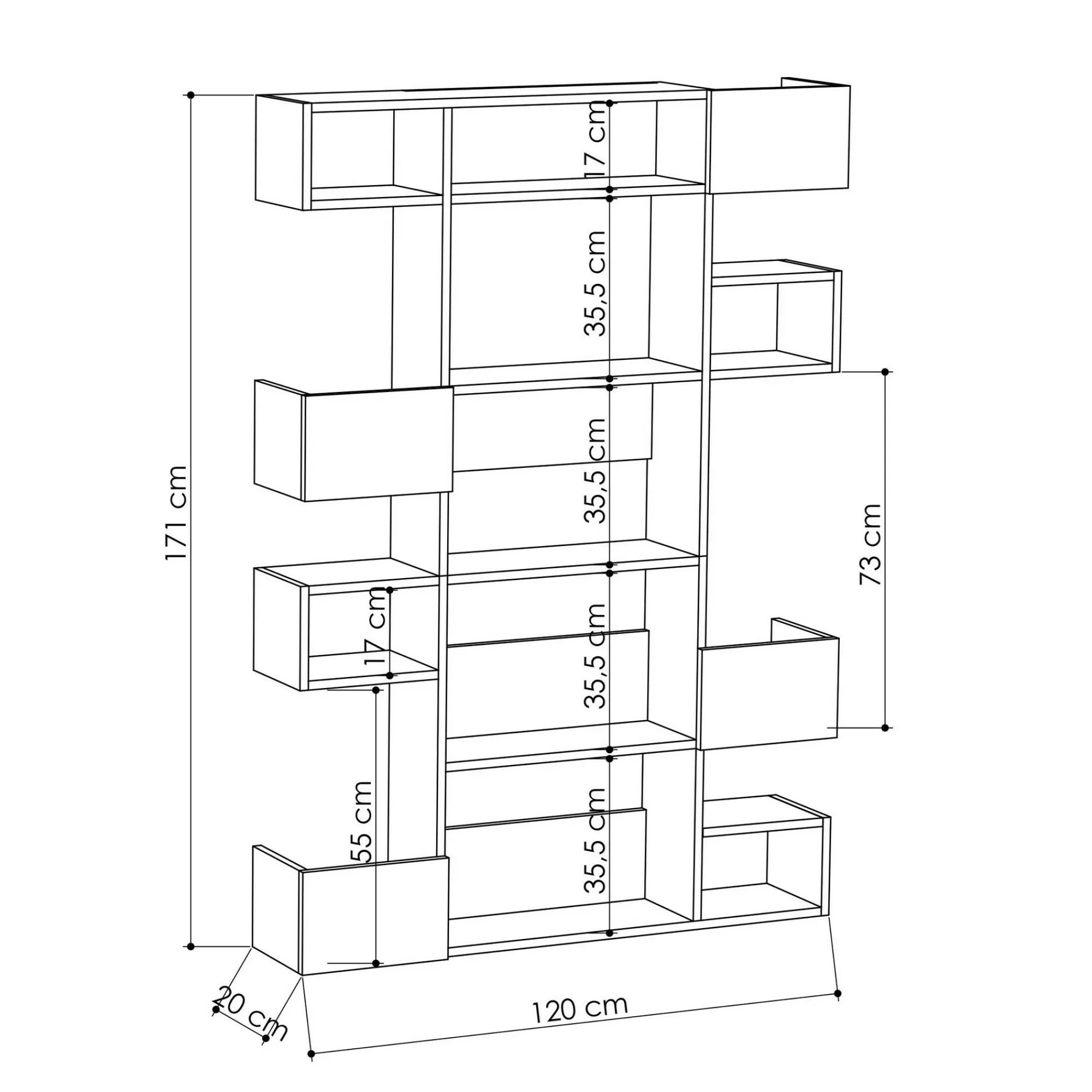 Libreria Sally, 120x20 h171 cm,<Dmora Cheap