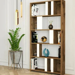 Libreria Scapolita, 90x20h180 cm, Noce e Bianco<Dmora Best