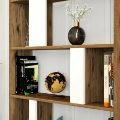 Libreria Scapolita, 90x20h180 cm, Noce e Bianco<Dmora Best