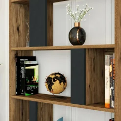 Libreria Scapolita, 90x20h180 cm, Noce e Antracite<Dmora Store
