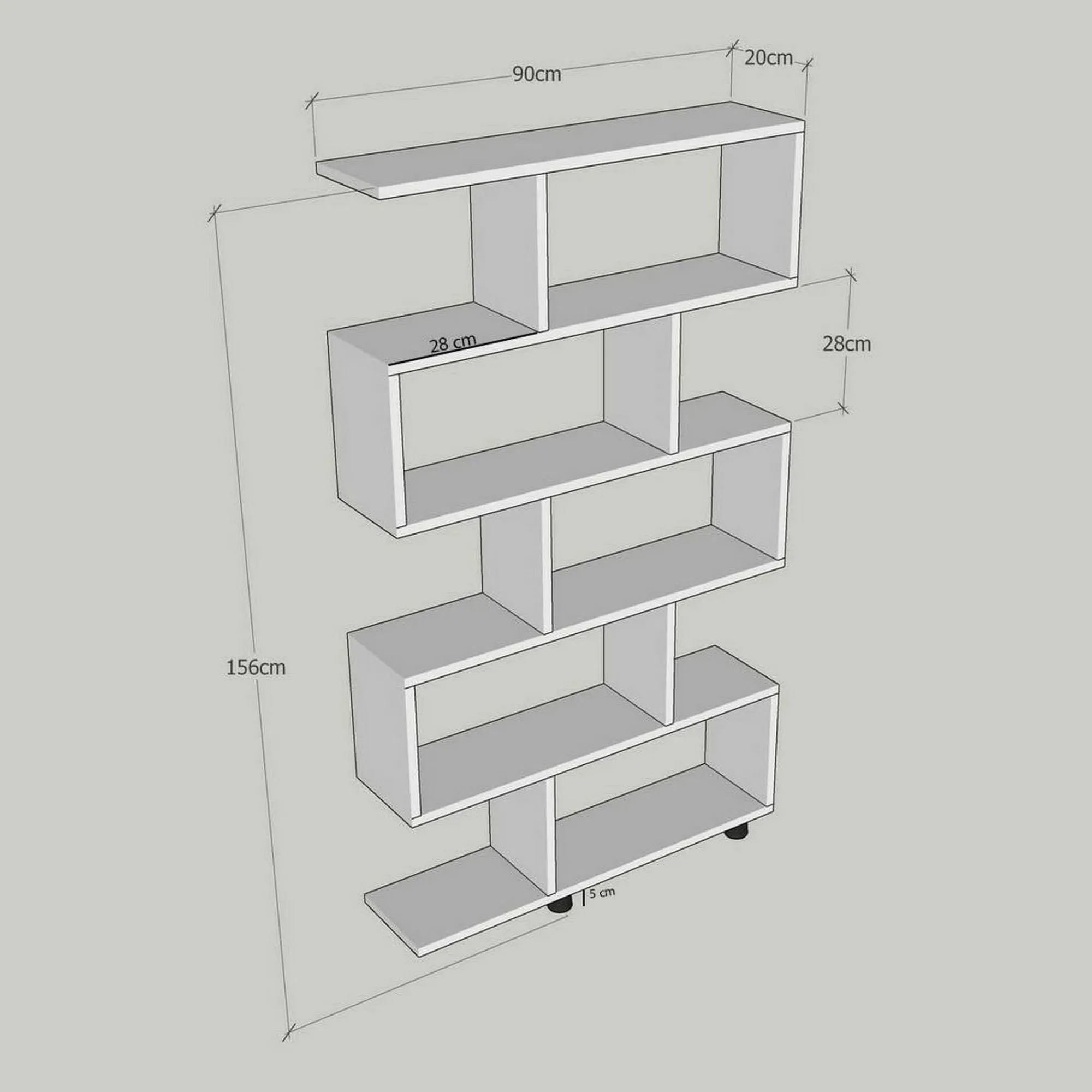 Libreria Severa, 90x20h156 cm,<Dmora Fashion