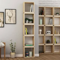 Libreria Tomas, 32x22 h167 cm, Quercia e Bianco<Dmora Best