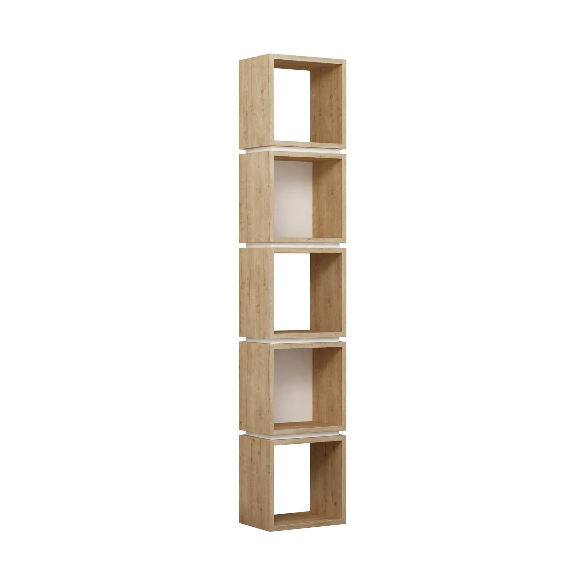 Libreria Tomas, 32x22 h167 cm, Quercia e Bianco<Dmora Best