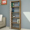 Libreria Vele, Noce e Bianco, 65x24h170 cm<Dmora Hot