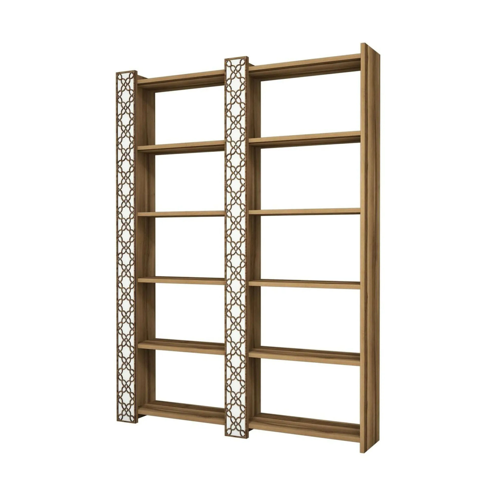 Libreria Vele, Noce e Bianco, 125x24h170 cm<Dmora Sale