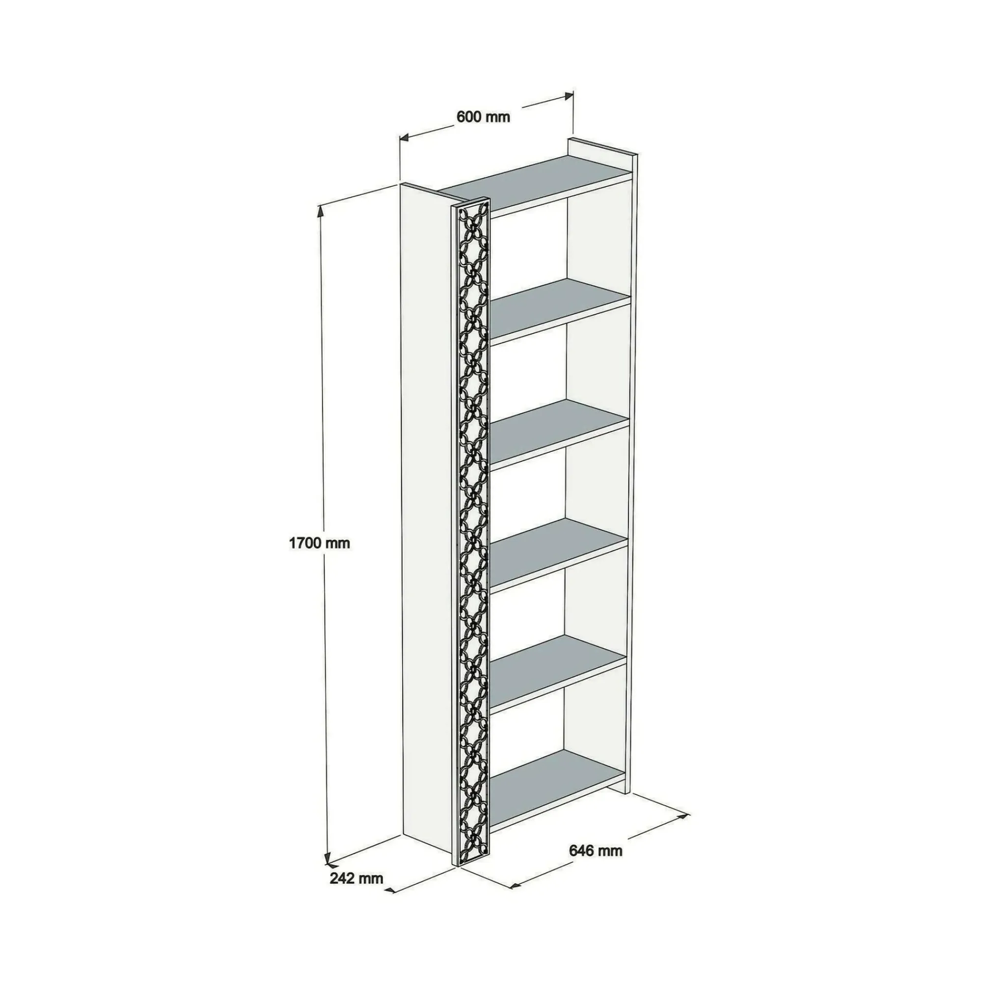 Libreria Vele, Noce e Bianco, 65x24h170 cm<Dmora Hot