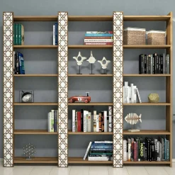 Libreria Vele, Noce e Bianco, 185x24h170 cm<Dmora Best