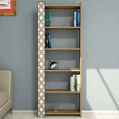 Libreria Vele, Noce e Bianco, 65x24h170 cm<Dmora Hot