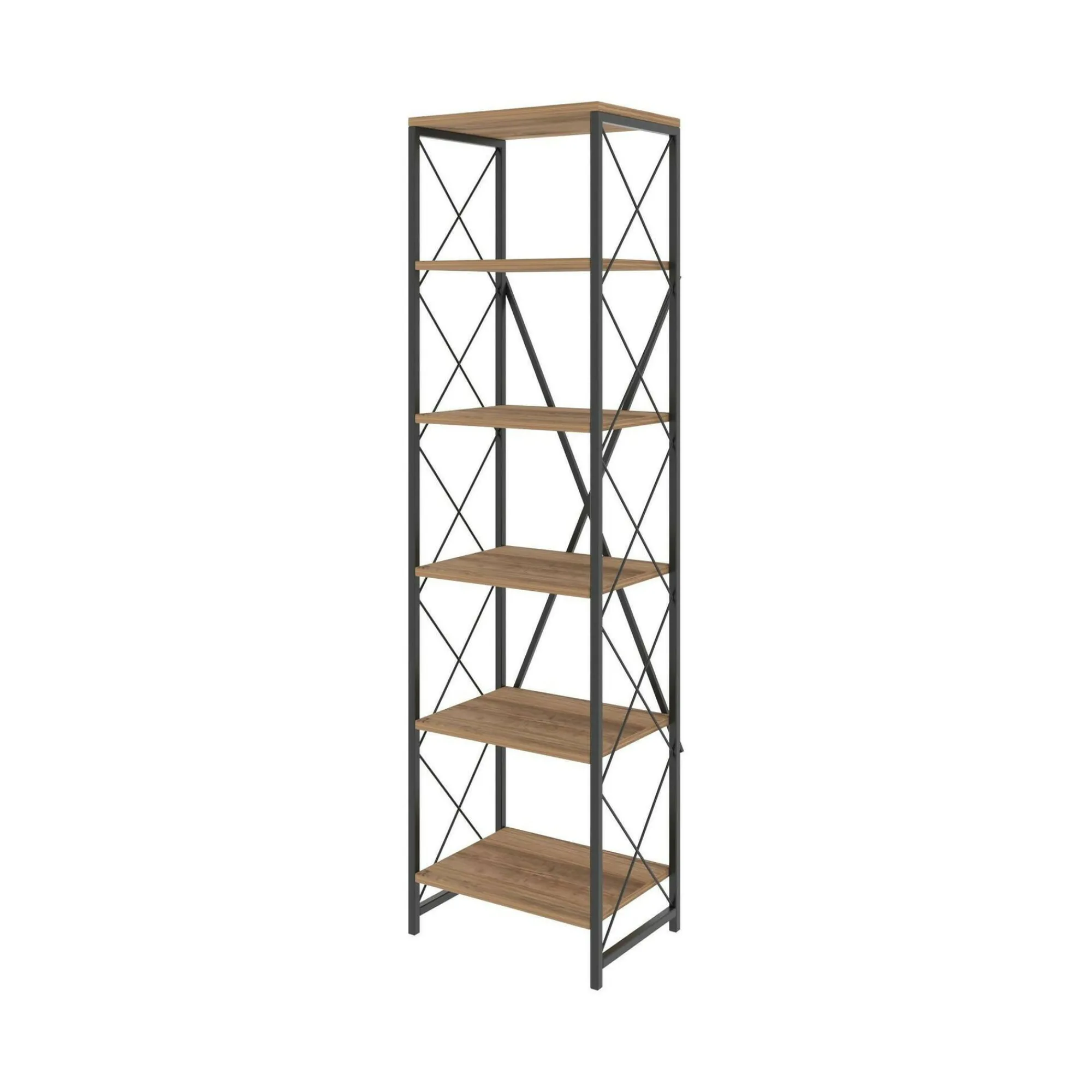 Libreria Yara, 50x30h180 cm, Quercia e Nero<Dmora Best Sale