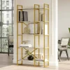 Libreria Zephirine, 88x30 h175 cm, Oro e Bianco Marmo<Dmora Cheap