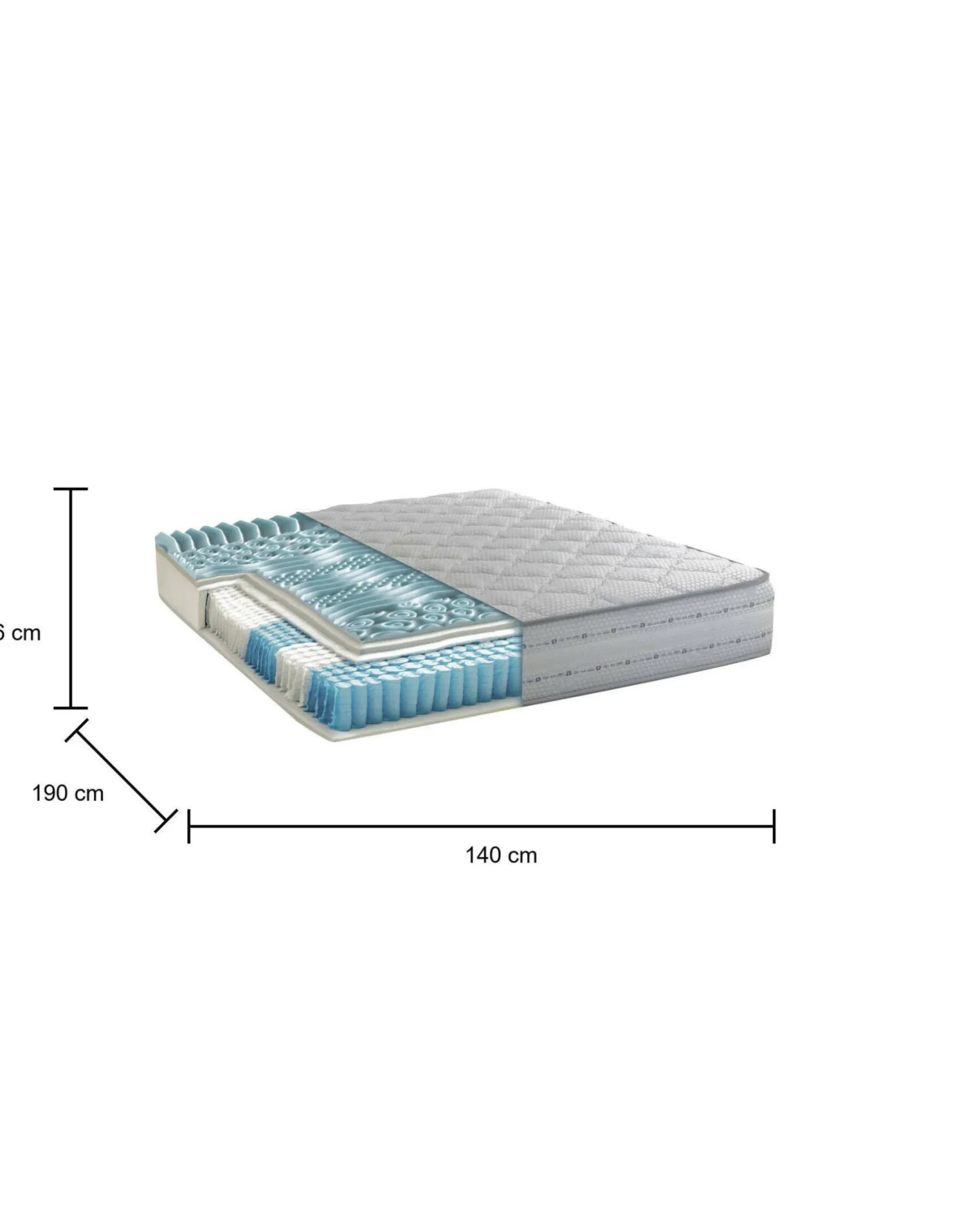 Materasso matrimoniale Aba, Anti acaro e Anallergico, Cm 140x190h26<Dmora Cheap