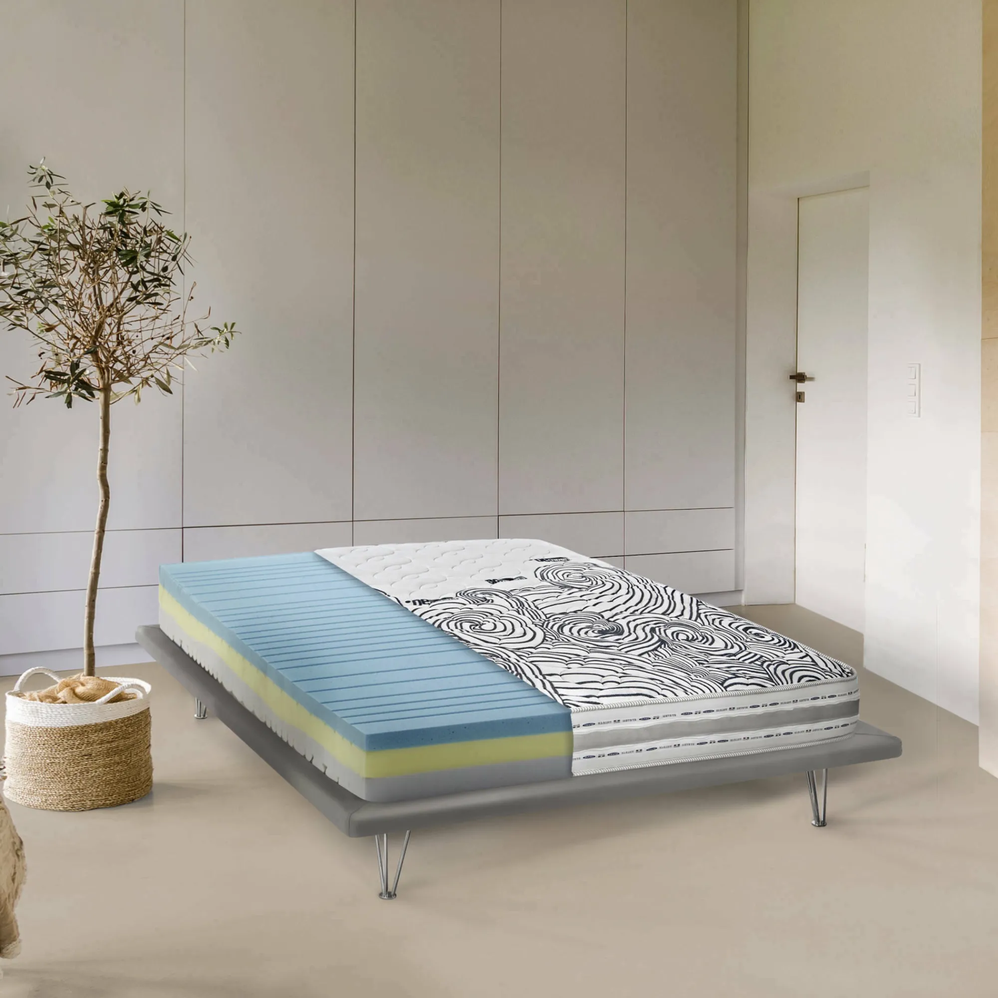 Materasso matrimoniale Tirane, Anti acaro e Anallergico, Cm 160x200h22<Dmora New