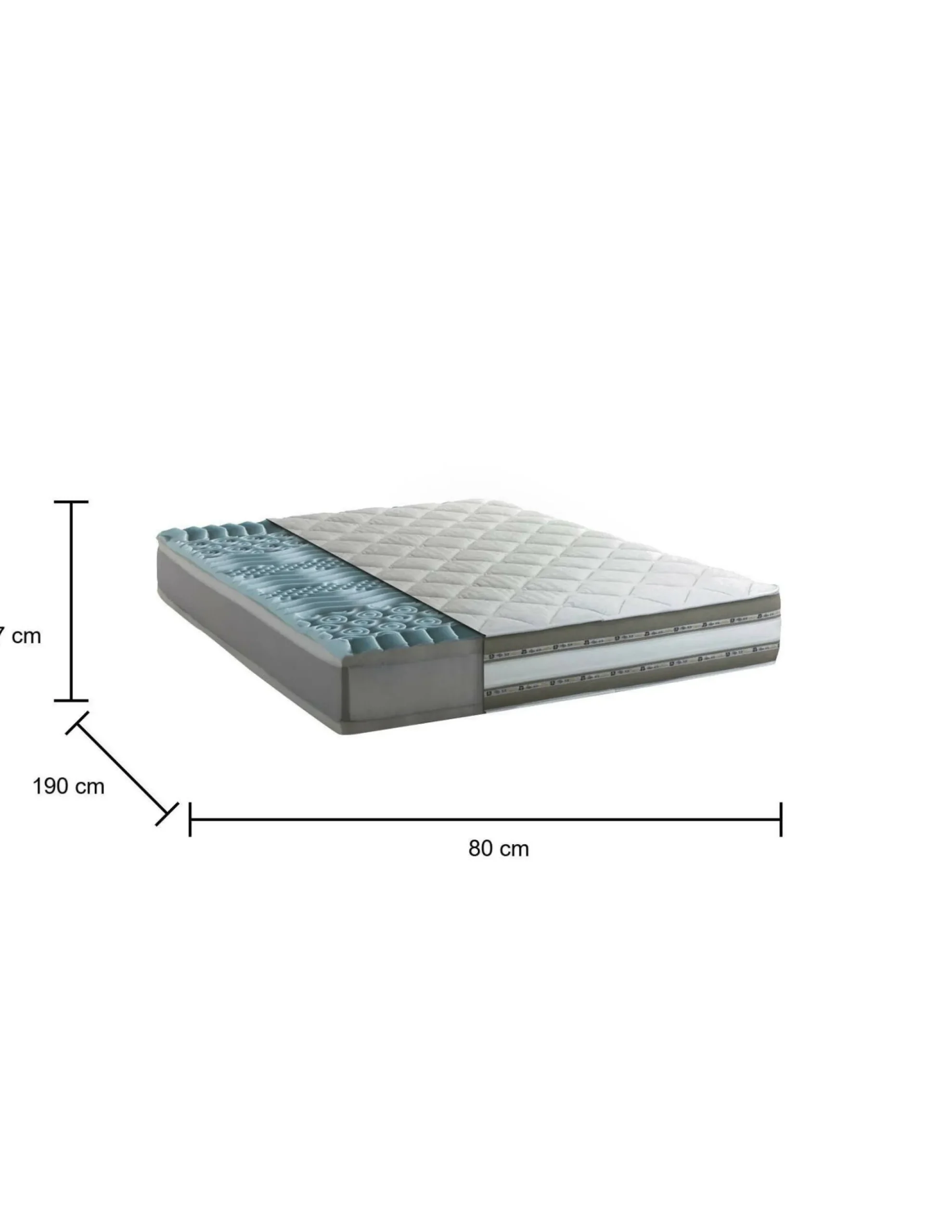Materasso singolo Aksi, Anti acaro e Anallergico, Cm 80x190h27<Dmora New