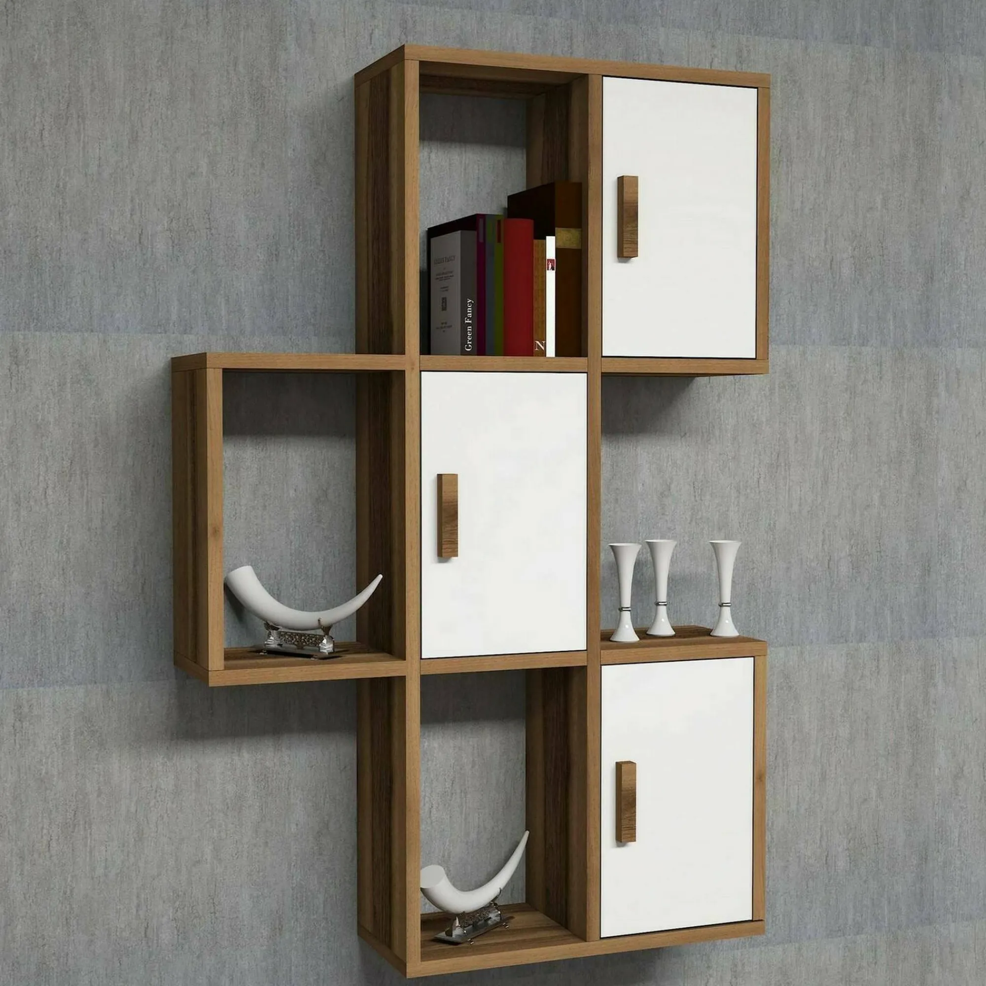 Mensola Arsie, 50x20h113 cm, Noce e Bianco<Dmora Sale