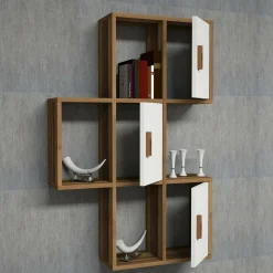 Mensola Arsie, 50x20h113 cm, Noce e Bianco<Dmora Sale