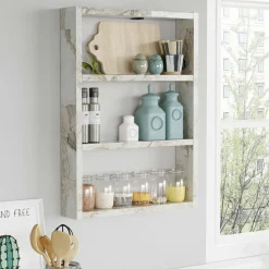 Mensola Bulbul, 43x9 h60 cm, Grigio e Bianco<Dmora Flash Sale