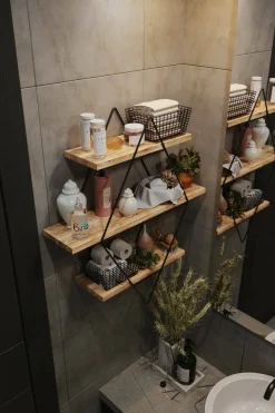 Mensola Cosme, 70x16 h60 cm, Oro e Nero<Dmora Store