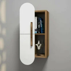Mensola Ela, 35x22h60 cm, Noce e Bianco<Dmora Best Sale