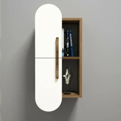 Mensola Ela, 35x22h60 cm, Noce e Bianco<Dmora Best Sale