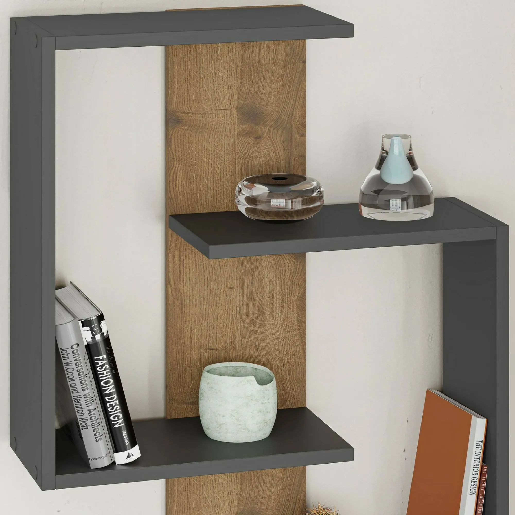 Mensola Irmina, 64x22h85 cm, Antracite e Rovere<Dmora Best Sale