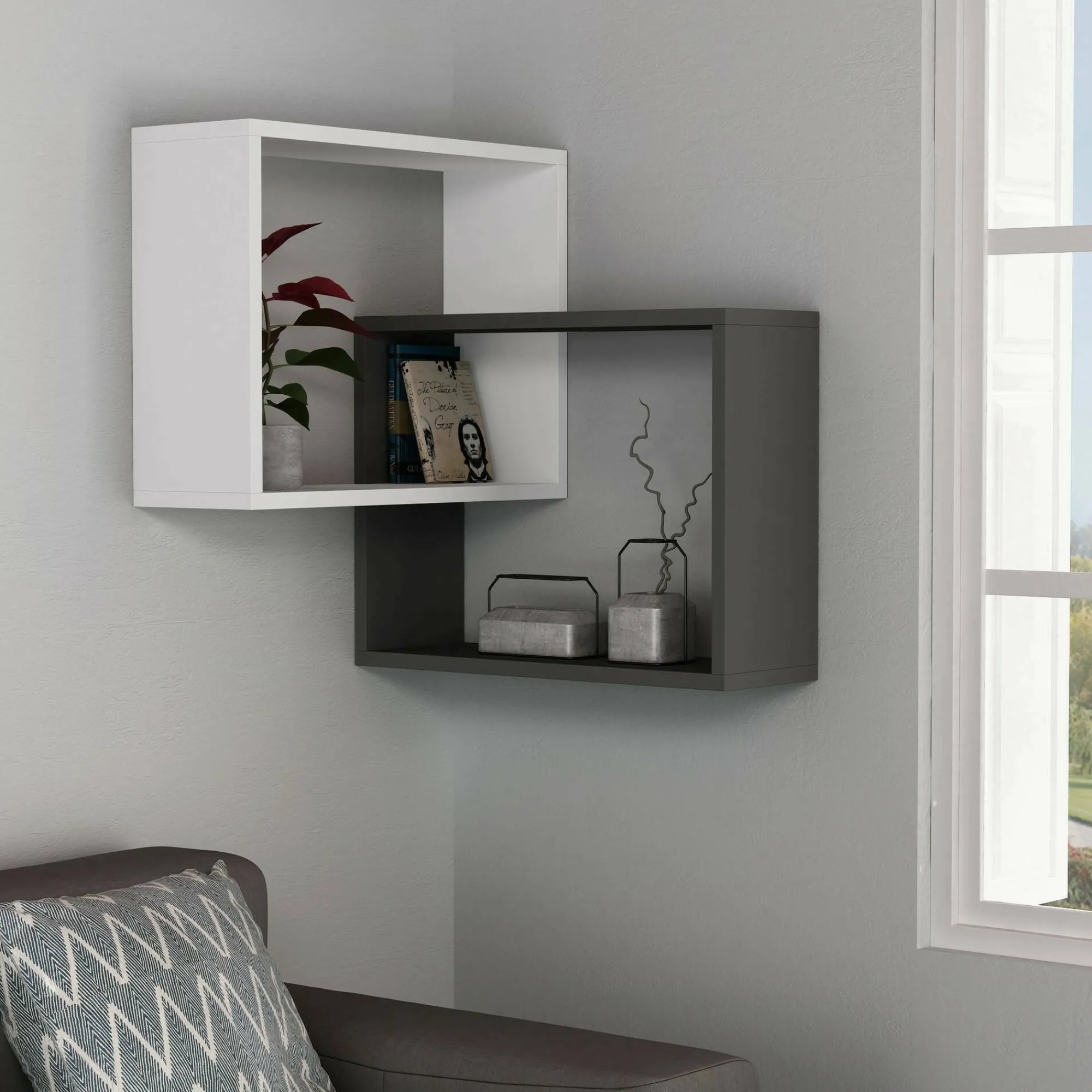 Mensola Leslie, 68x60h68 cm, Bianco e Antracite<Dmora Best