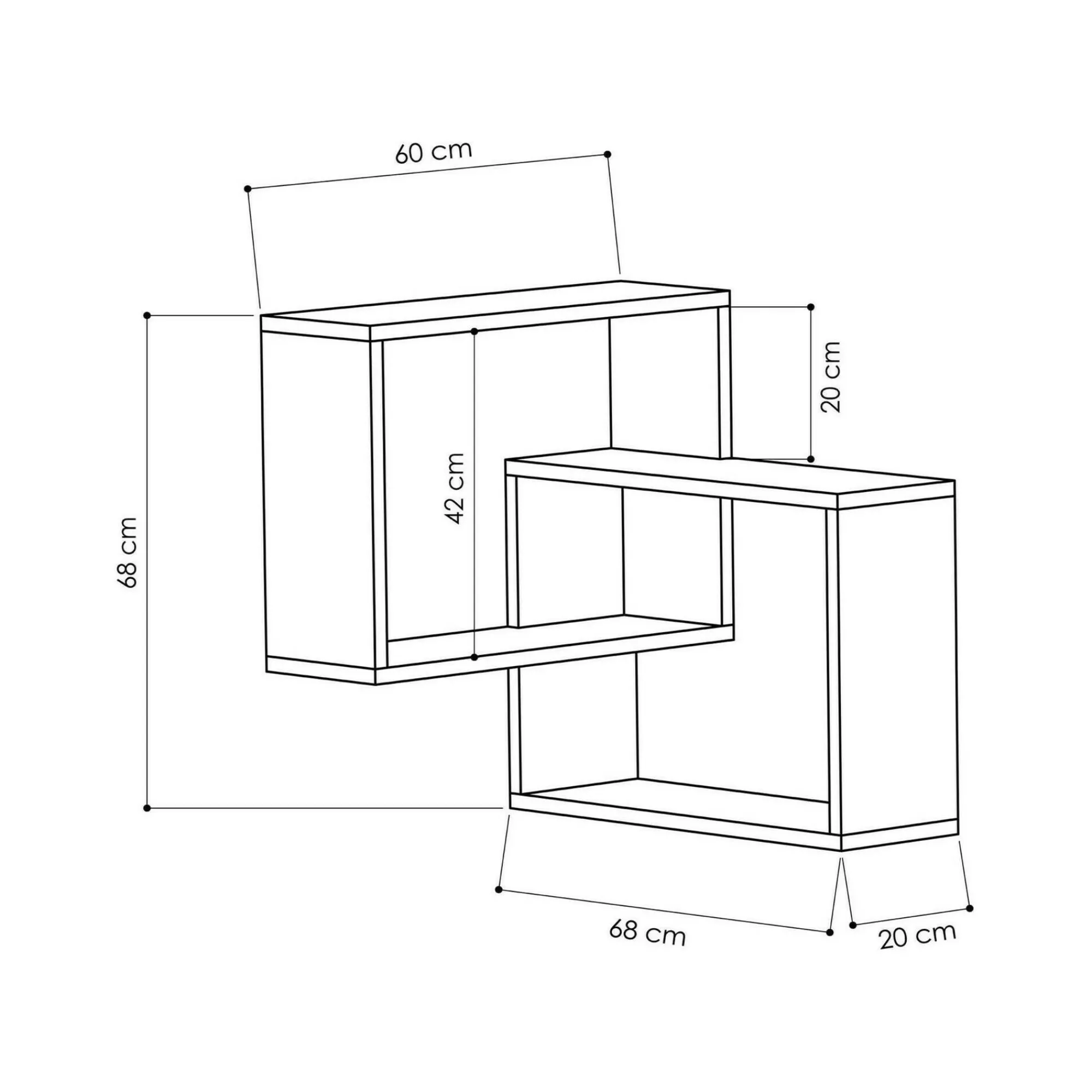 Mensola Leslie, 68x60h68 cm, Bianco e Antracite<Dmora Best