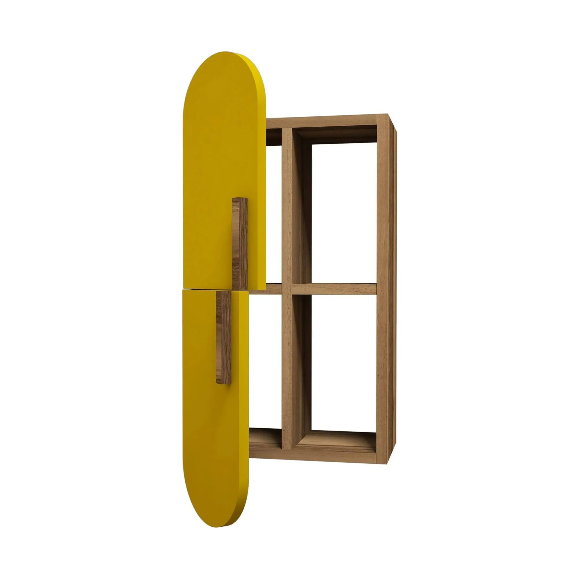 Mensola Nesat, 35x22 h60 cm, Noce e Giallo<Dmora Discount