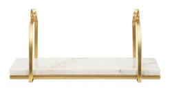 Mensola Paci, 40x16 h18 cm, Bianco e Oro<Dmora Shop