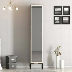 Mobile colonna Asfodelo, 40x201h48 cm, Noce e Bianco<Dmora Outlet