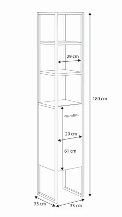 Mobile colonna Isko, 33x33 h180 cm, Quercia e Nero<Dmora Fashion
