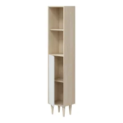 Mobile colonna Lazzarina, 30x25h150 cm, Rovere e Bianco lucido<Dmora Cheap