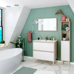 Mobile colonna Lazzarina, 30x25h150 cm, Rovere e Bianco lucido<Dmora Cheap