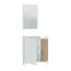 Mobile da ingresso Alambicco, 77x24h91 cm, Bianco e Rovere<Dmora Discount