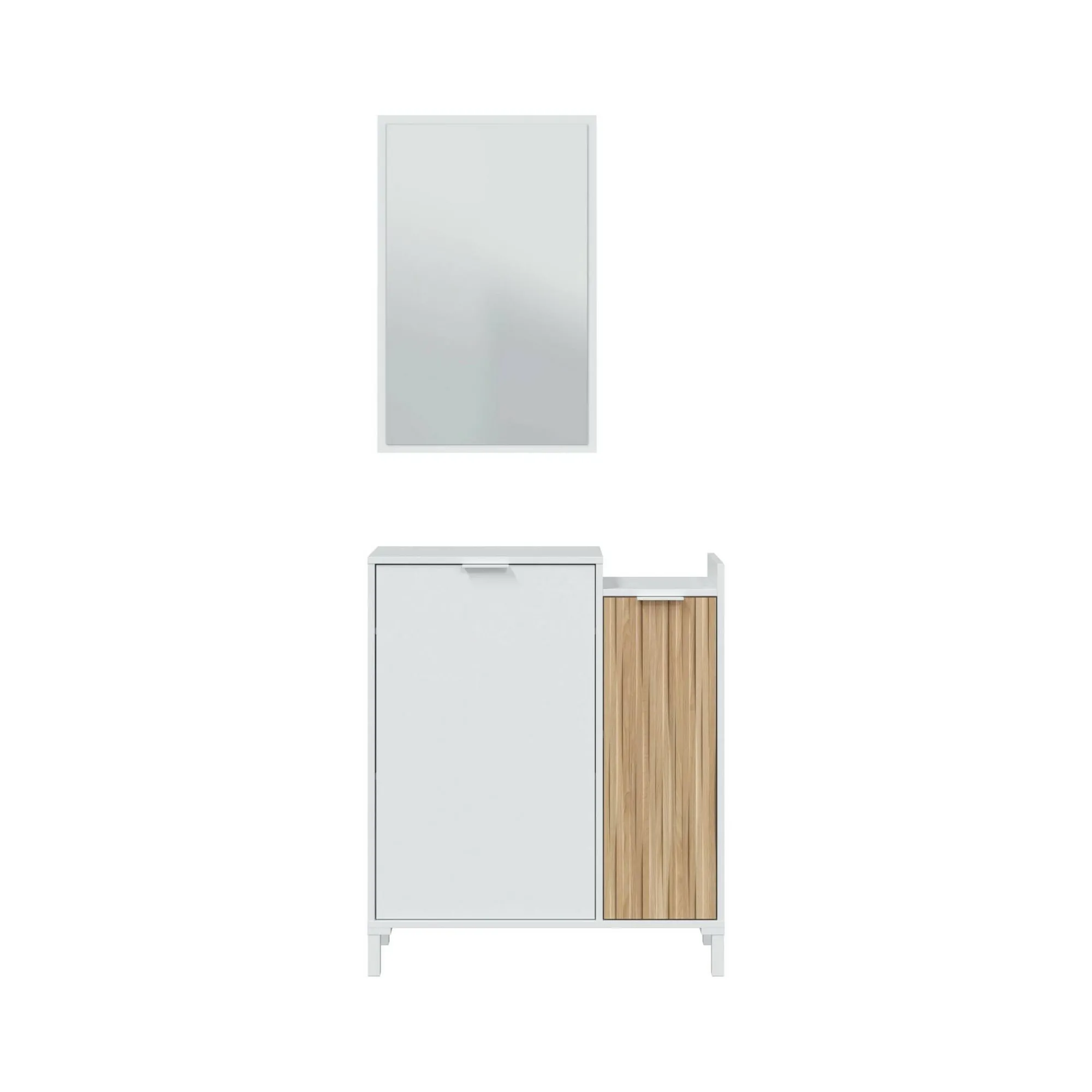 Mobile da ingresso Alambicco, 77x24h91 cm, Bianco e Rovere<Dmora Discount
