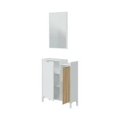 Mobile da ingresso Alambicco, 77x24h91 cm, Bianco e Rovere<Dmora Discount