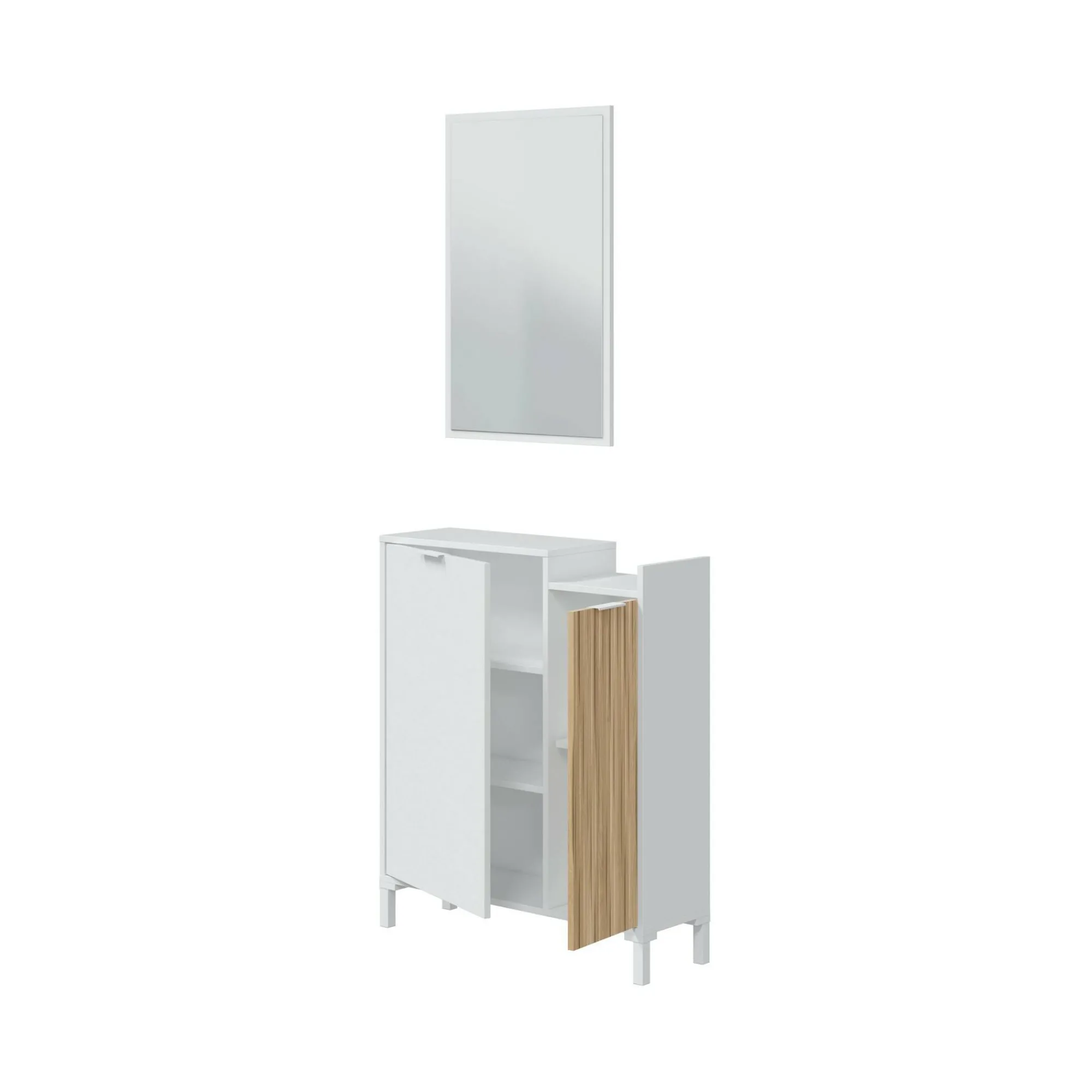 Mobile da ingresso Alambicco, 77x24h91 cm, Bianco e Rovere<Dmora Discount