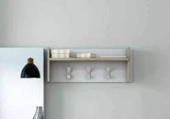 Mobile da ingresso Angry, 90x29h34 cm, Bianco e Rovere<Dmora Clearance