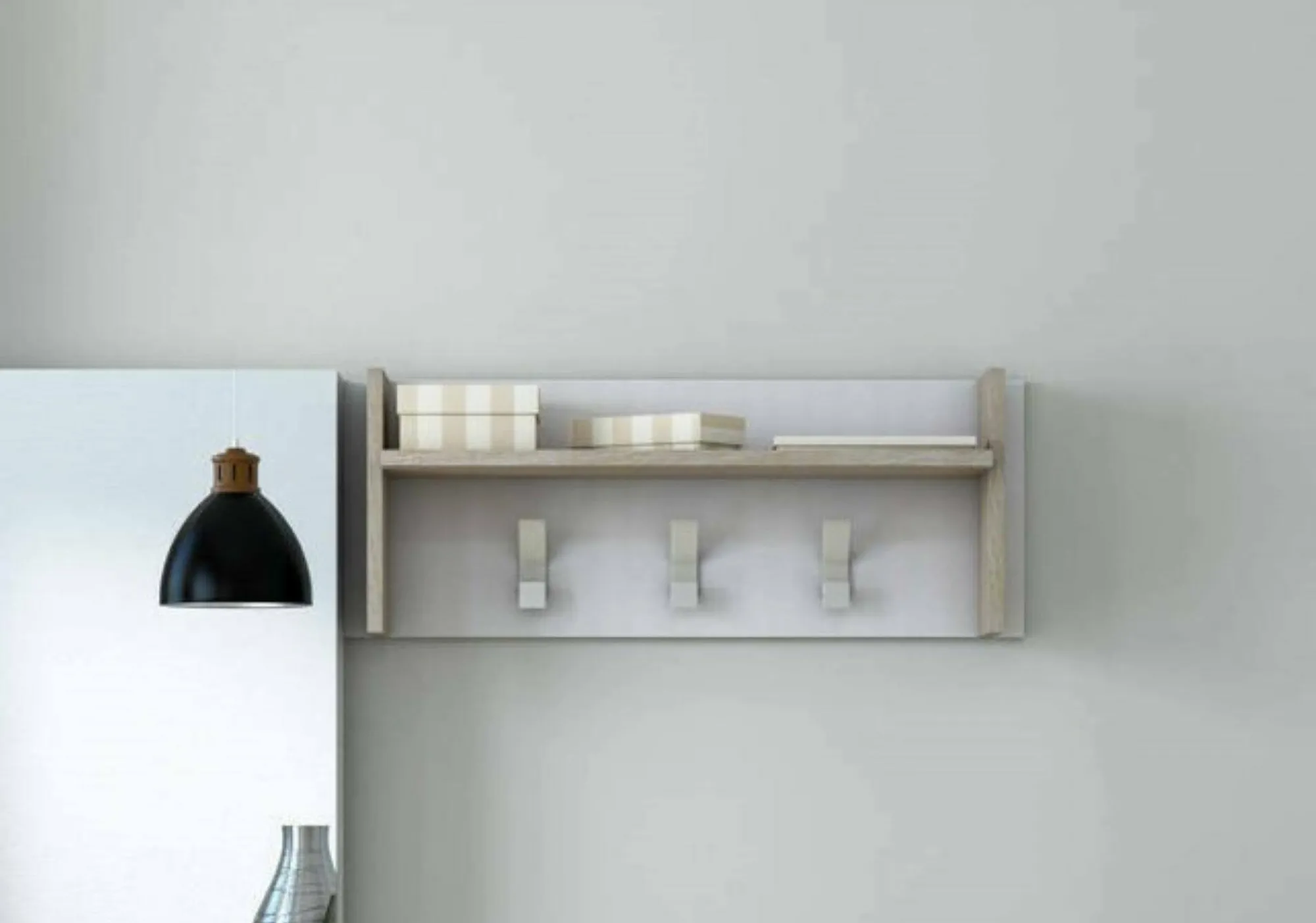 Mobile da ingresso Angry, 90x29h34 cm, Bianco e Rovere<Dmora Clearance