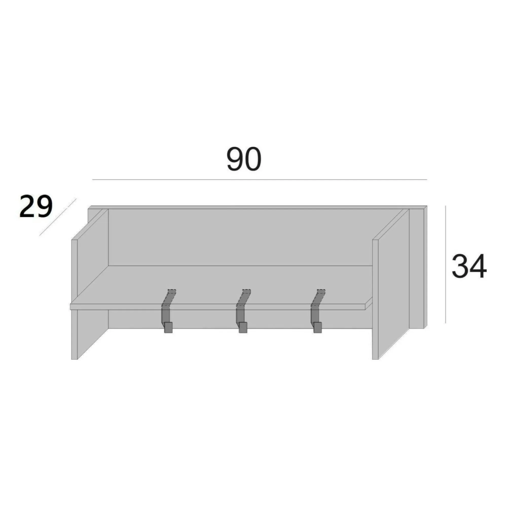 Mobile da ingresso Angry, 90x29h34 cm, Bianco e Rovere<Dmora Clearance