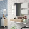 Mobile da ingresso Anro, 75x29h90 cm, Bianco lucido e Noce<Dmora Cheap