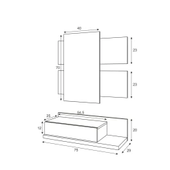 Mobile da ingresso Anro, 75x29h90 cm, Bianco lucido e Noce<Dmora Cheap