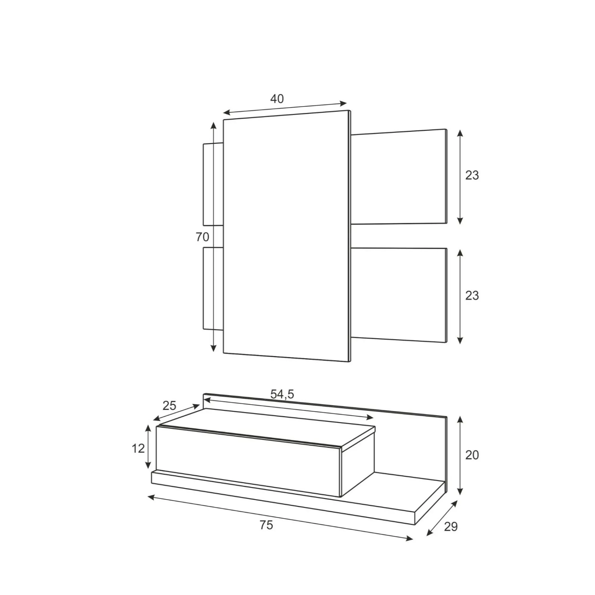 Mobile da ingresso Anro, 75x29h90 cm, Bianco e Cemento<Dmora Best Sale