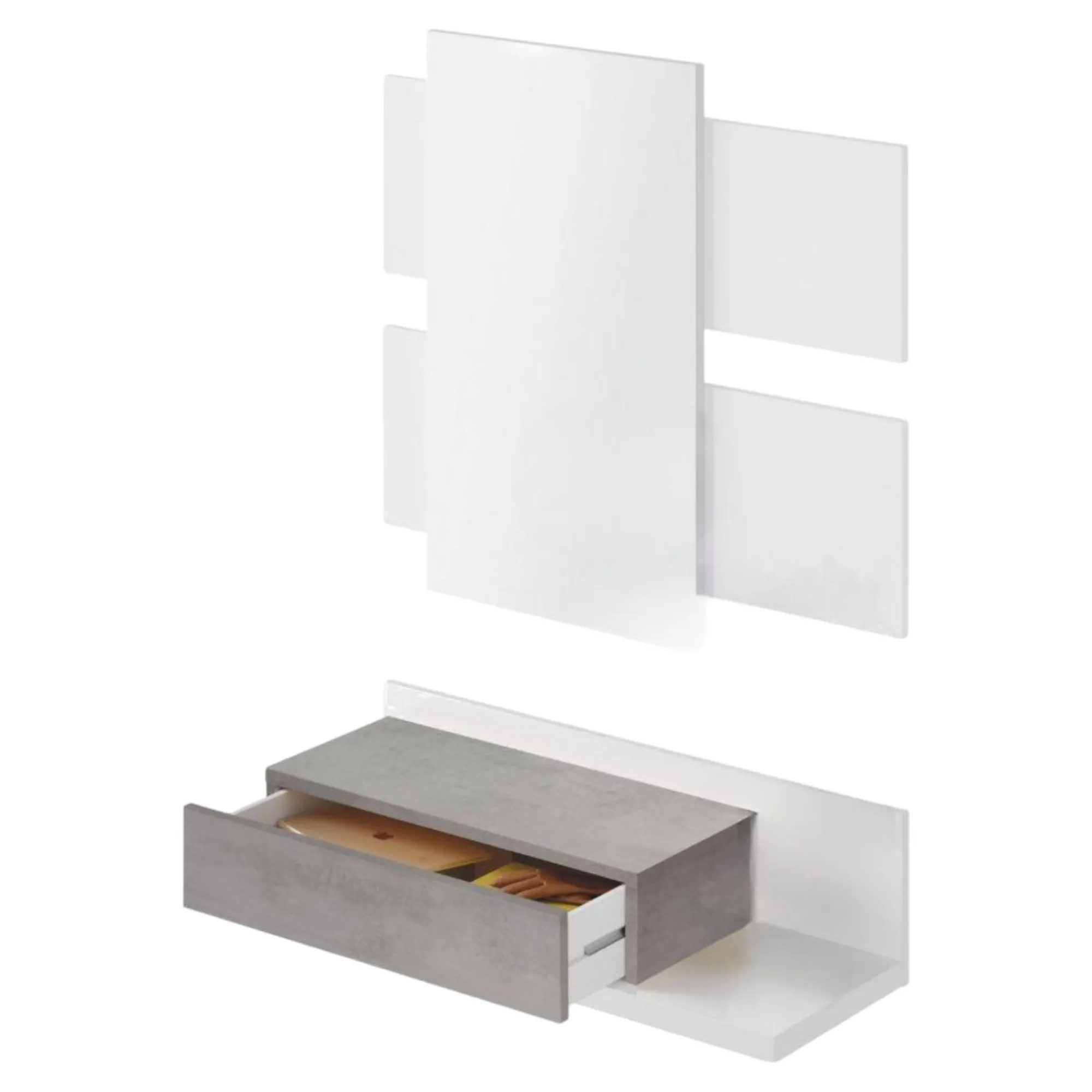 Mobile da ingresso Anro, 75x29h90 cm, Bianco e Cemento<Dmora Best Sale