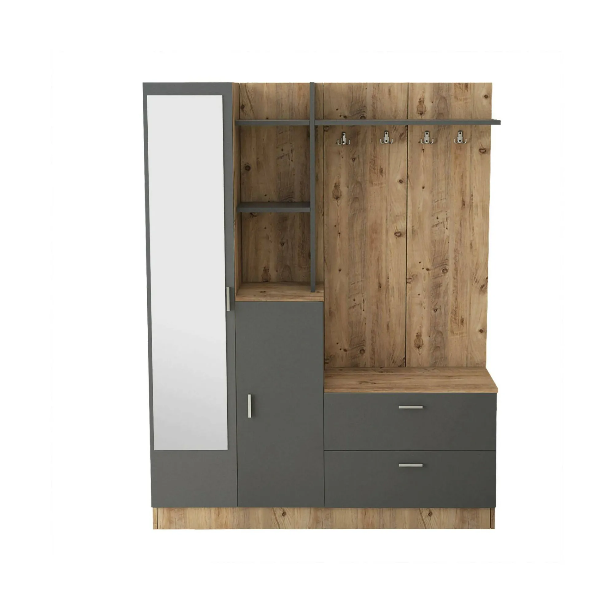 Mobile da ingresso Anumali, 140x37h182 cm, Quercia e Antracite<Dmora Fashion