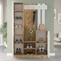 Mobile da ingresso Arco, 114x38h180 cm, Quercia e Bianco<Dmora Discount
