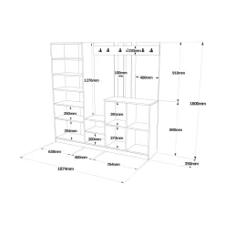 Mobile da ingresso Artin, 187x38h180 cm, Quercia e Bianco<Dmora Discount