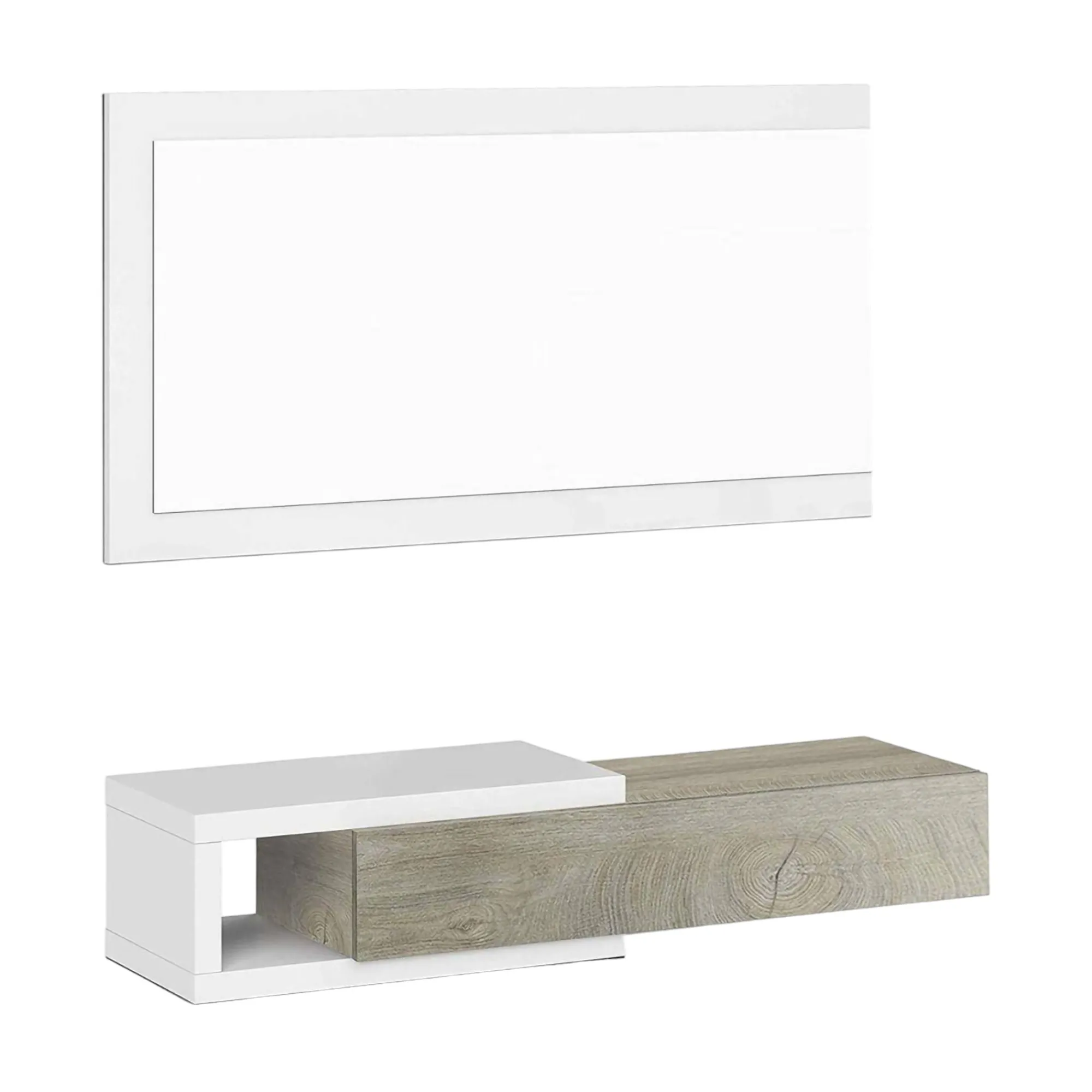 Mobile da ingresso Arty, 95x26h69 cm, Bianco e Rovere<Dmora Sale