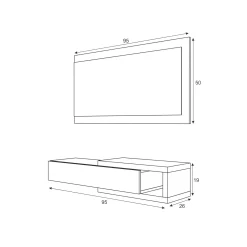 Mobile da ingresso Arty, 95x26h69 cm, Bianco e Rovere<Dmora Sale