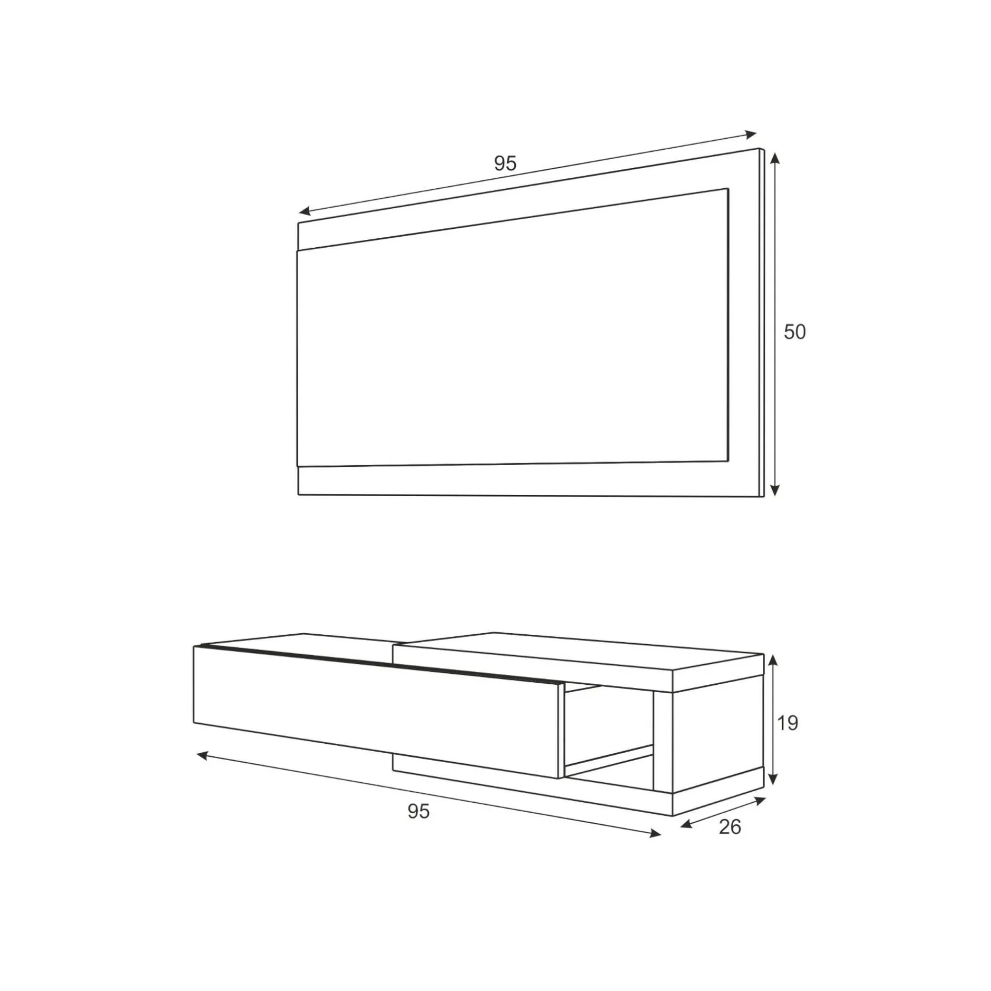 Mobile da ingresso Arty, 95x26h69 cm, Bianco e Cemento<Dmora Online