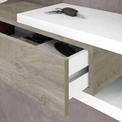 Mobile da ingresso Arty, 95x26h69 cm, Bianco e Rovere<Dmora Sale